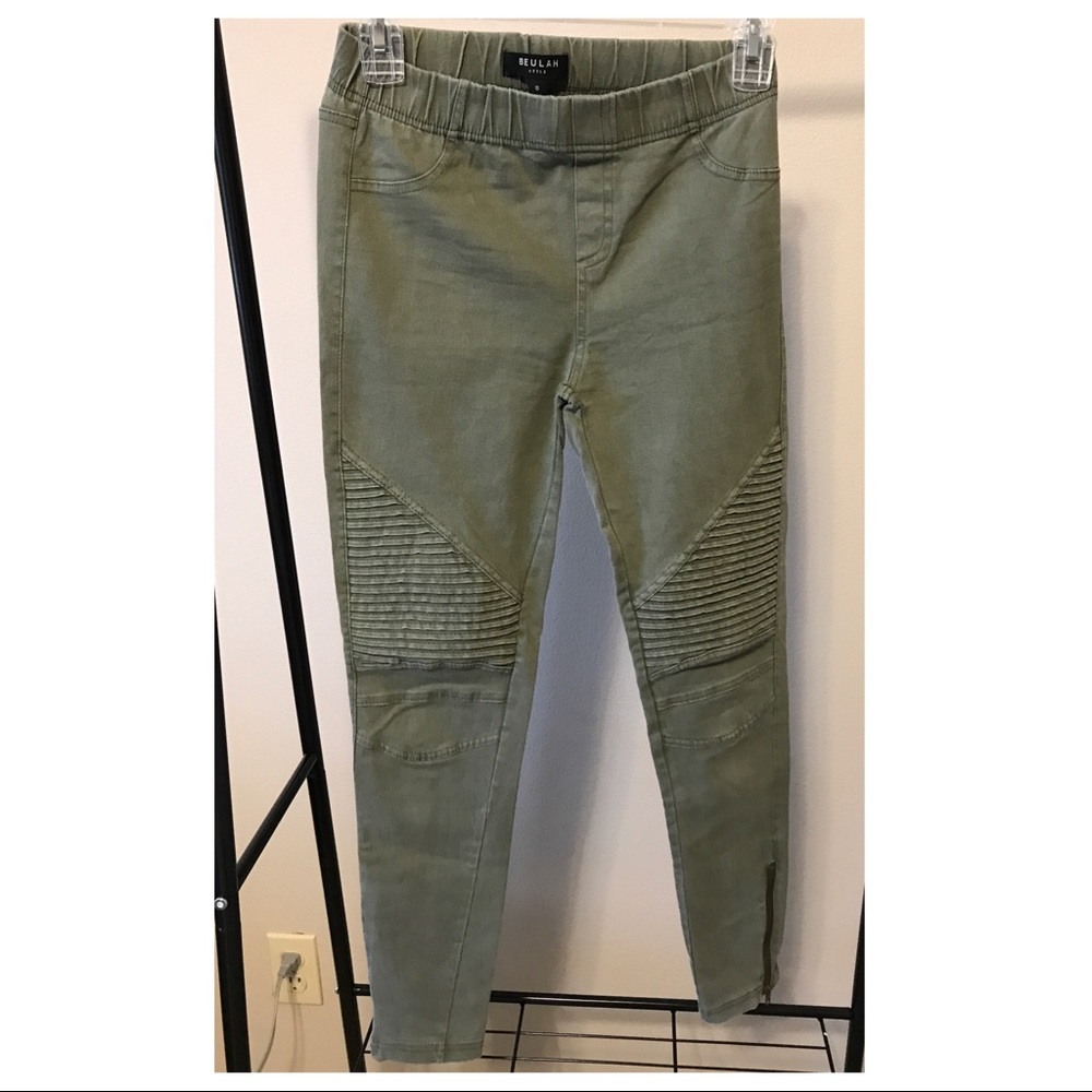 Olive Green Moto Leggings Size Small Like New